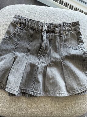Zara Gray Denim Mini Skirt with Pleated Detail
